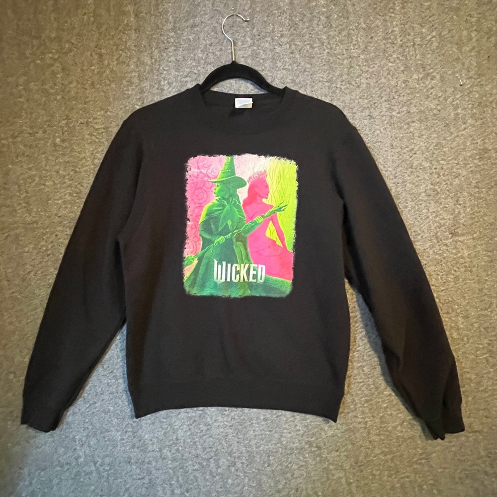 Wicked Movie Sweatshirt Women Small Black Graphic Elphaba Glinda Broadway